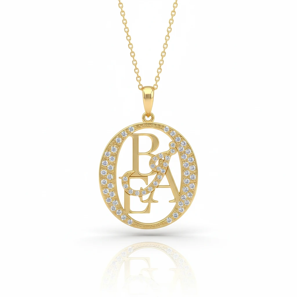 Taşlı Çerçeveli Big Boy Harf Tasarım Kolye