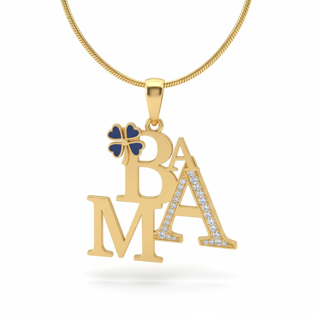 Yonca Charmlı Harf Tasarım Kolye