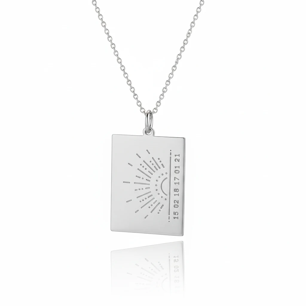 Gümüş Anı Plaka kolye