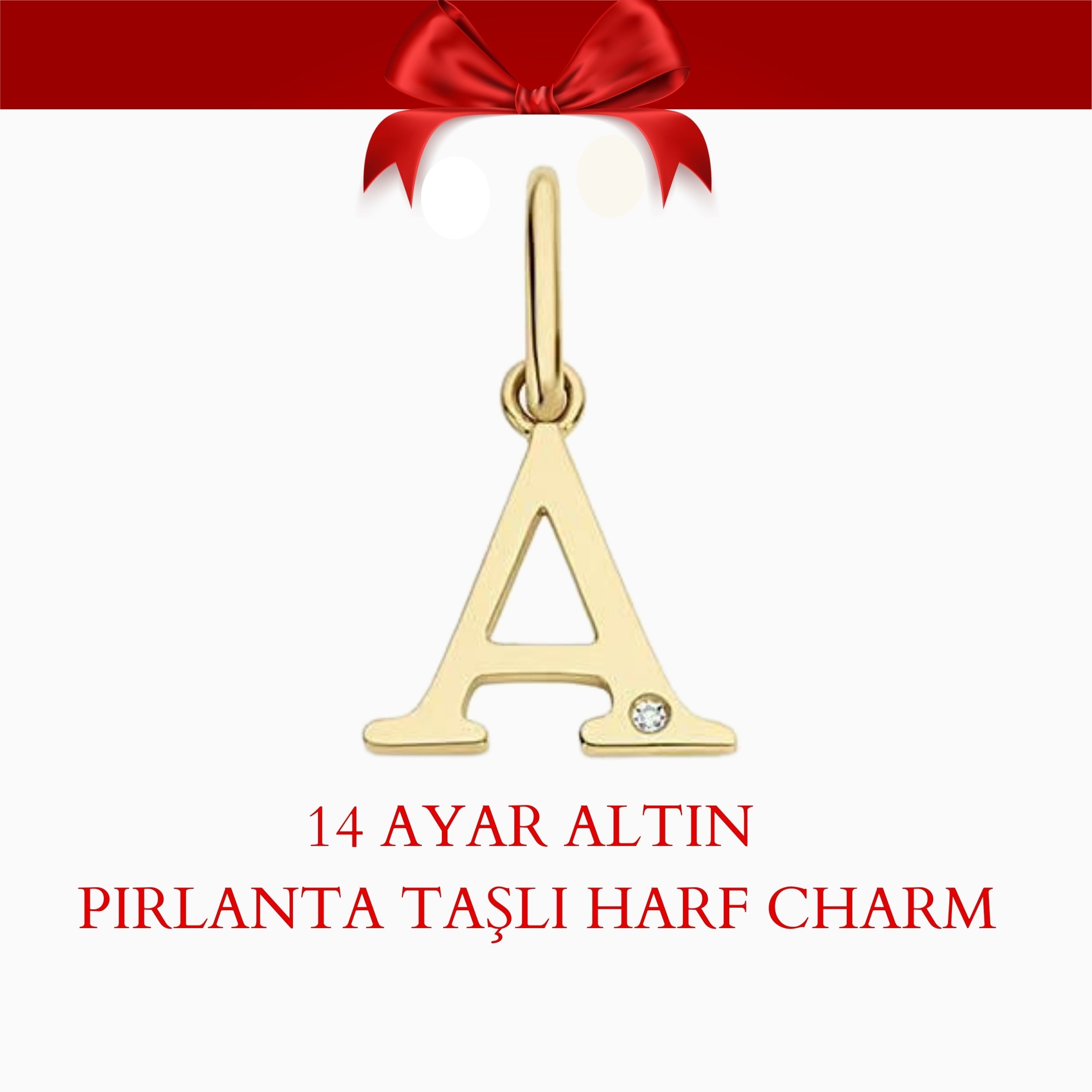 14 Ayar Altın Pırlanta Taşlı Harf Charm