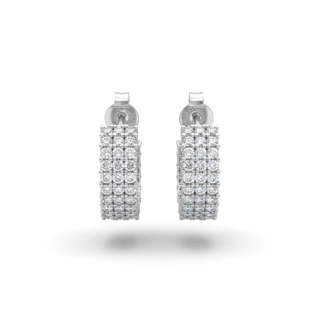 Taşlı Mini Halka Küpe