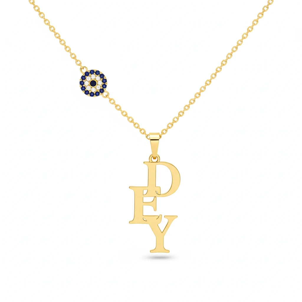 Nazar Boncuklu Harf Tasarım Kolye