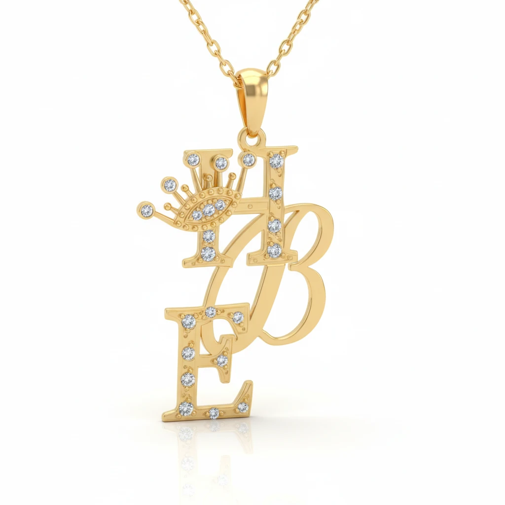 Göz Charmlı Harf Kolye