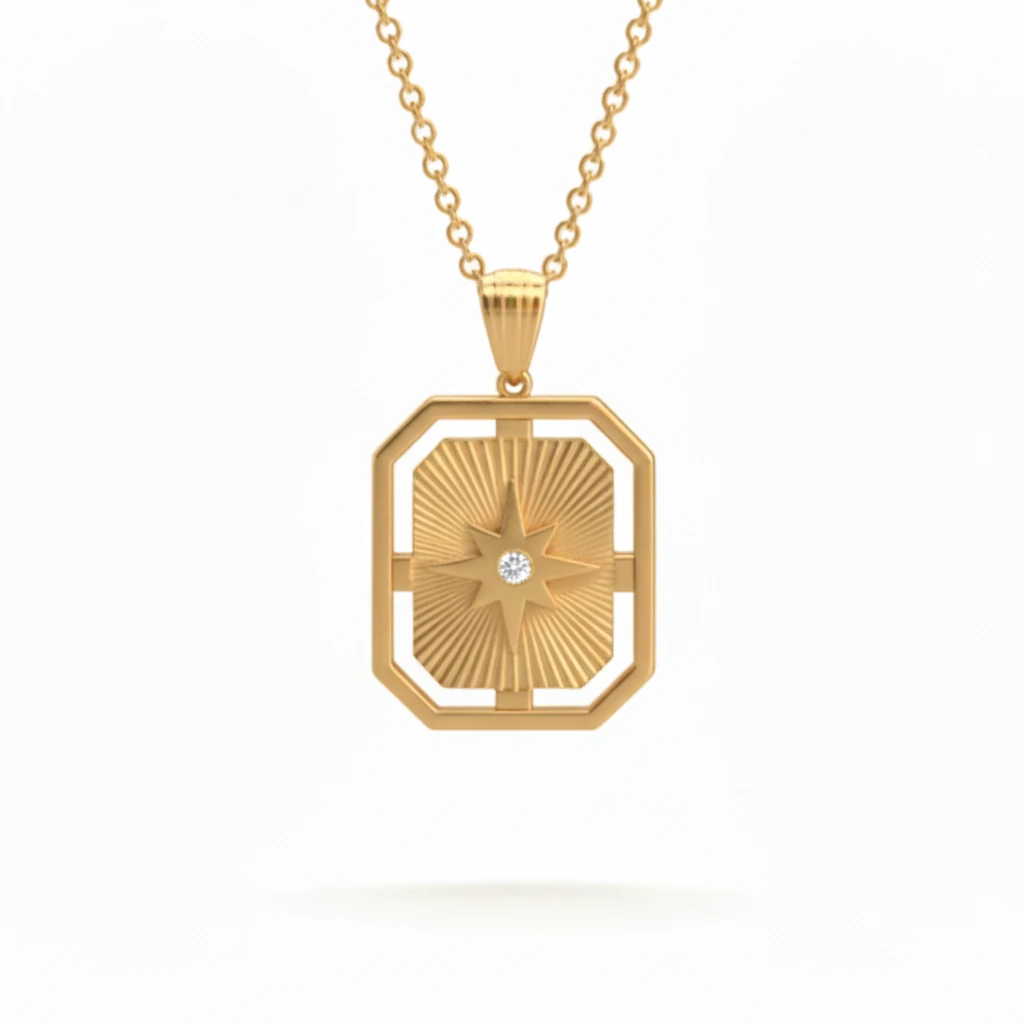 Kuzey Yıldızı Plaka Çerçeve Kolye - KADIN