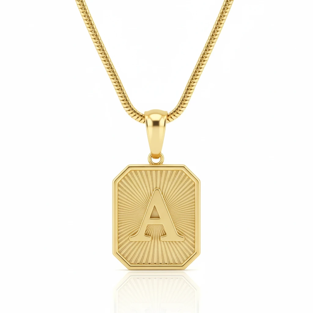 Kalem İşçilikli Plaka Harf Kolye