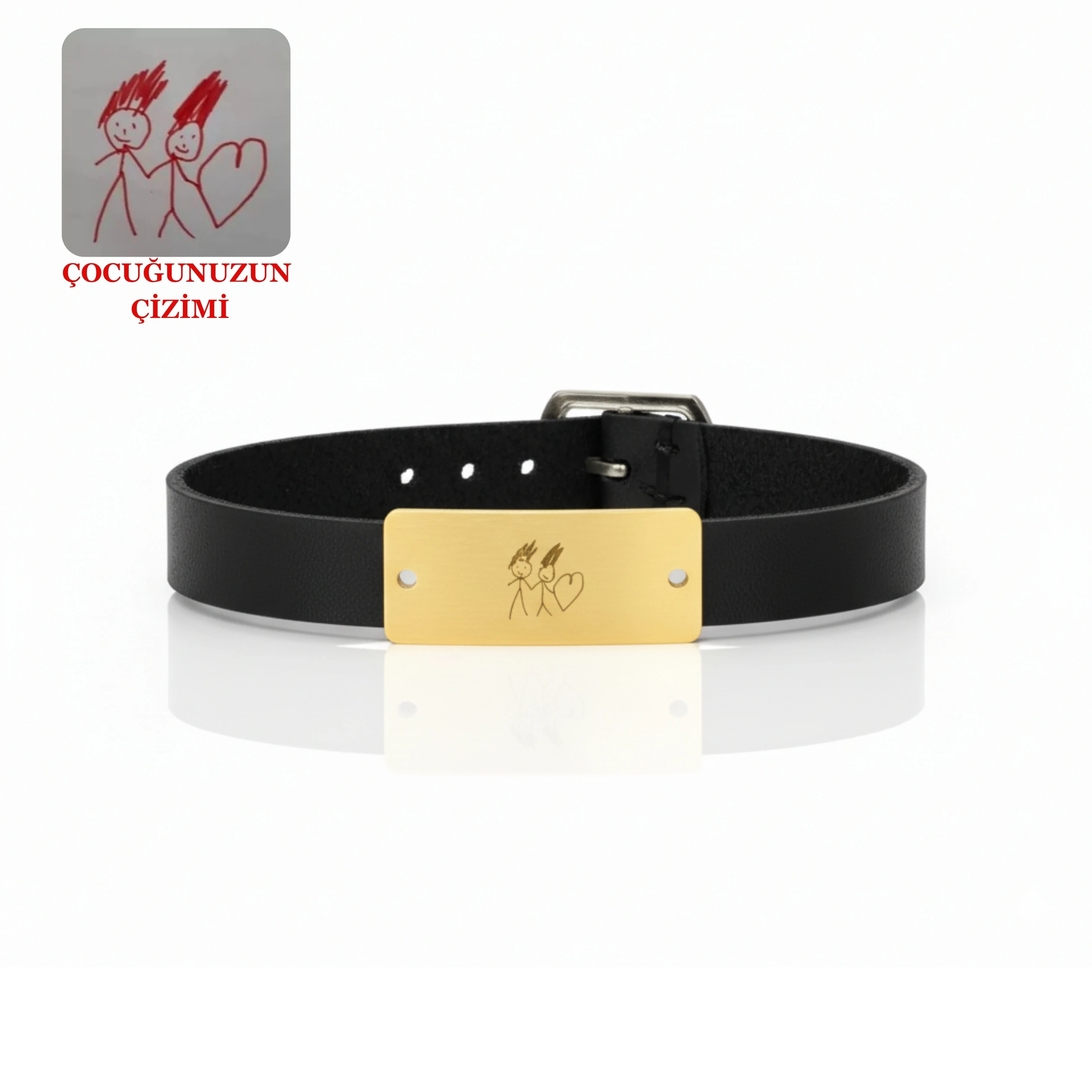 14 ayar altın Çiz bileklik Erkek Deri 