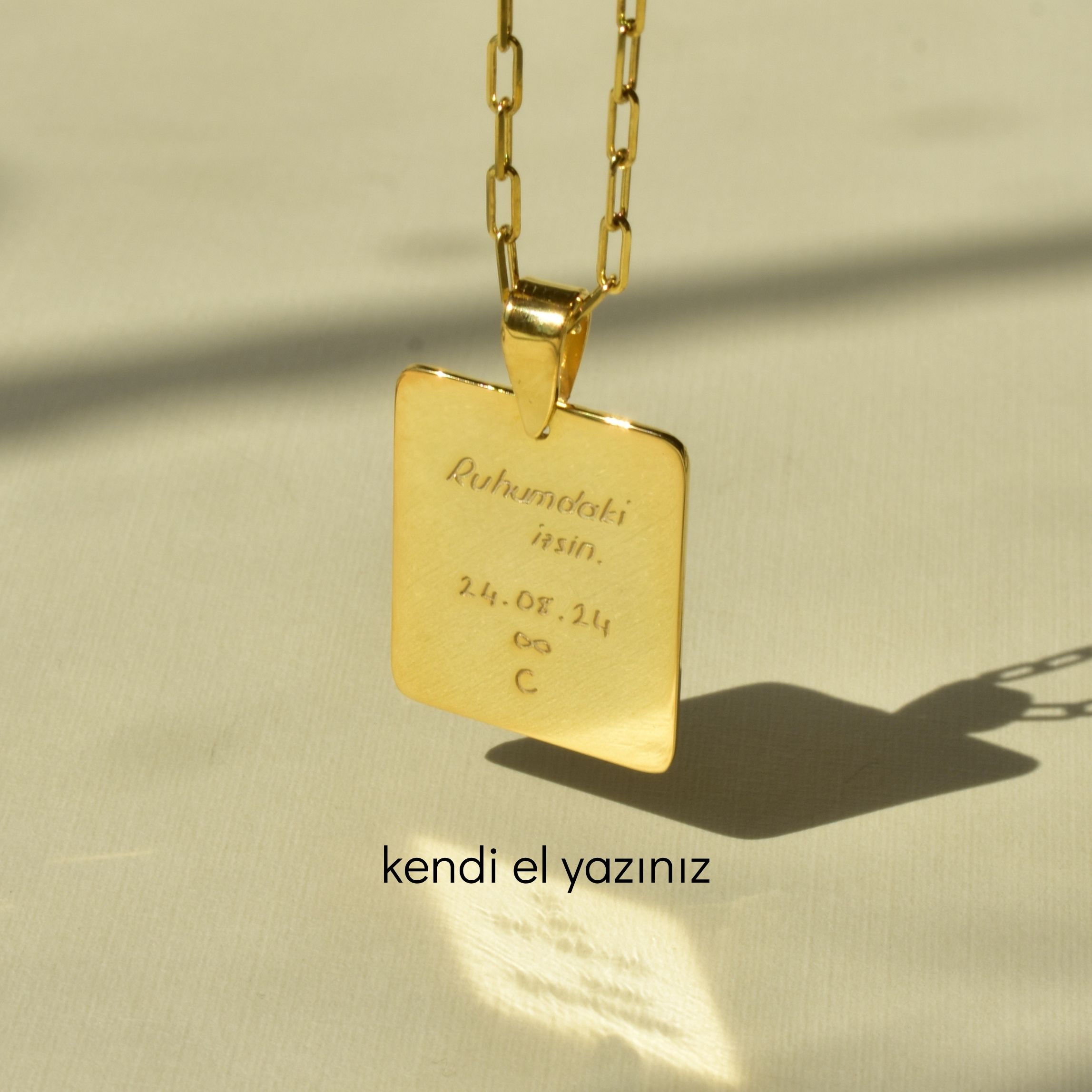 El Yazılı Parmak İzi Plaka Kolye