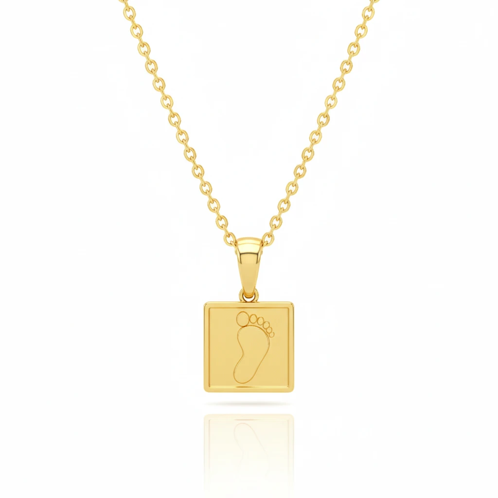 Ayak İzi kare Kolye (minimal)