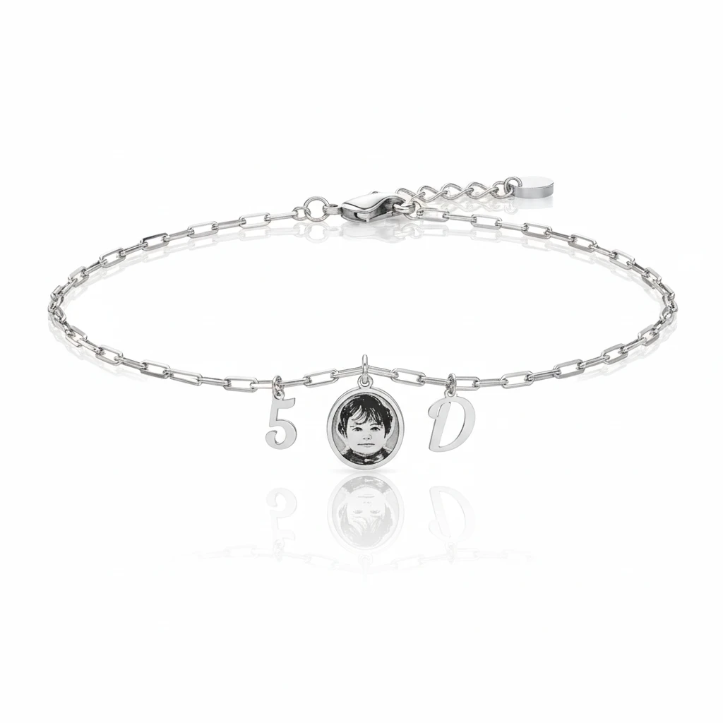 Portre Charm Bileklik Rakam/Harf İkonlu