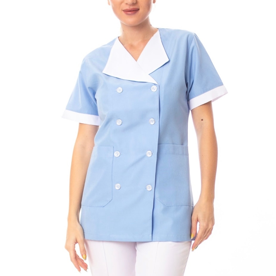 Çift Sıra Düğmeli İş Gömleği - Açık Mavi