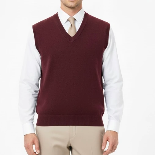 V Yaka Triko Süveter - Bordo