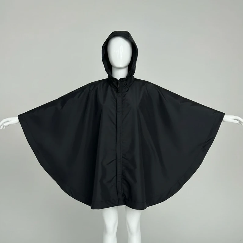 Kısa Panço Yağmurluk Siyah