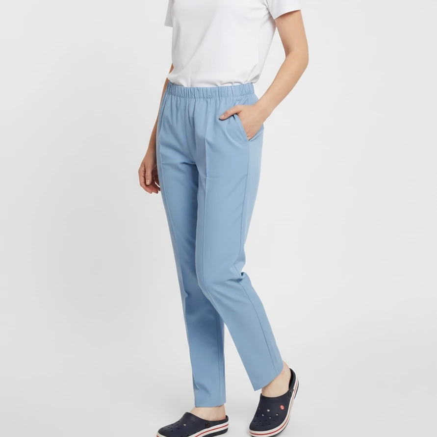 Beli Lastikli Pantolon - Açık Mavi