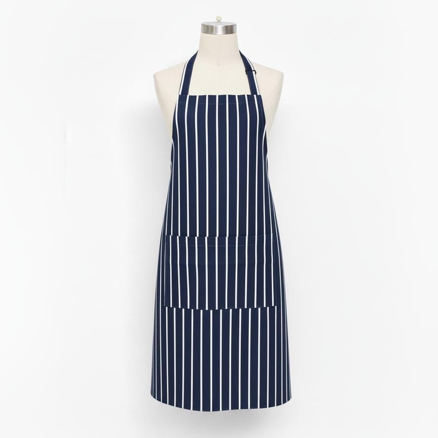 Çizgili Boydan Önlük - Apron - Lacivert