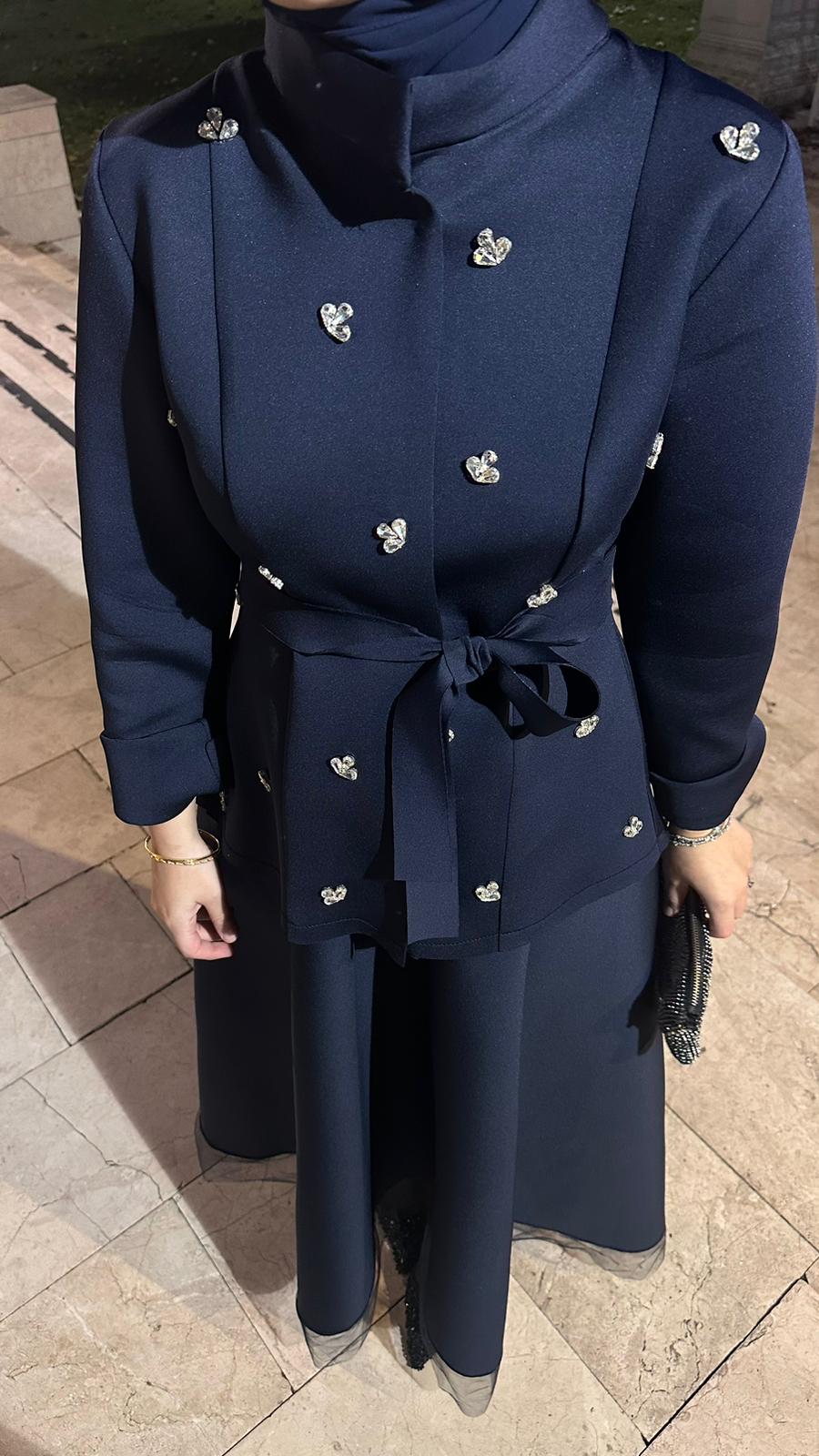 Tasarım Scuba Etekli Takım Lacivert