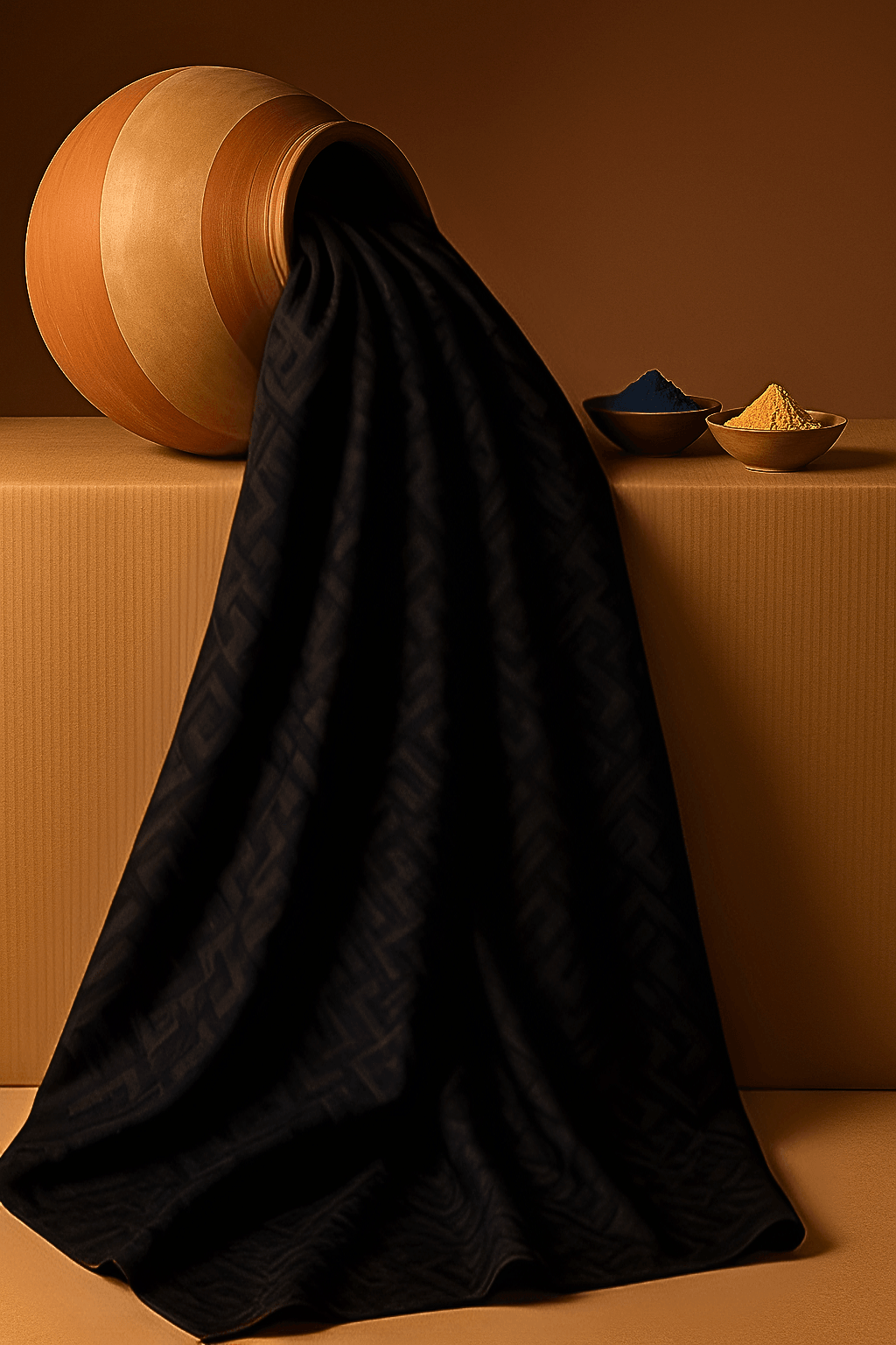 Siyah İpeğimsi Jakarlı Şal