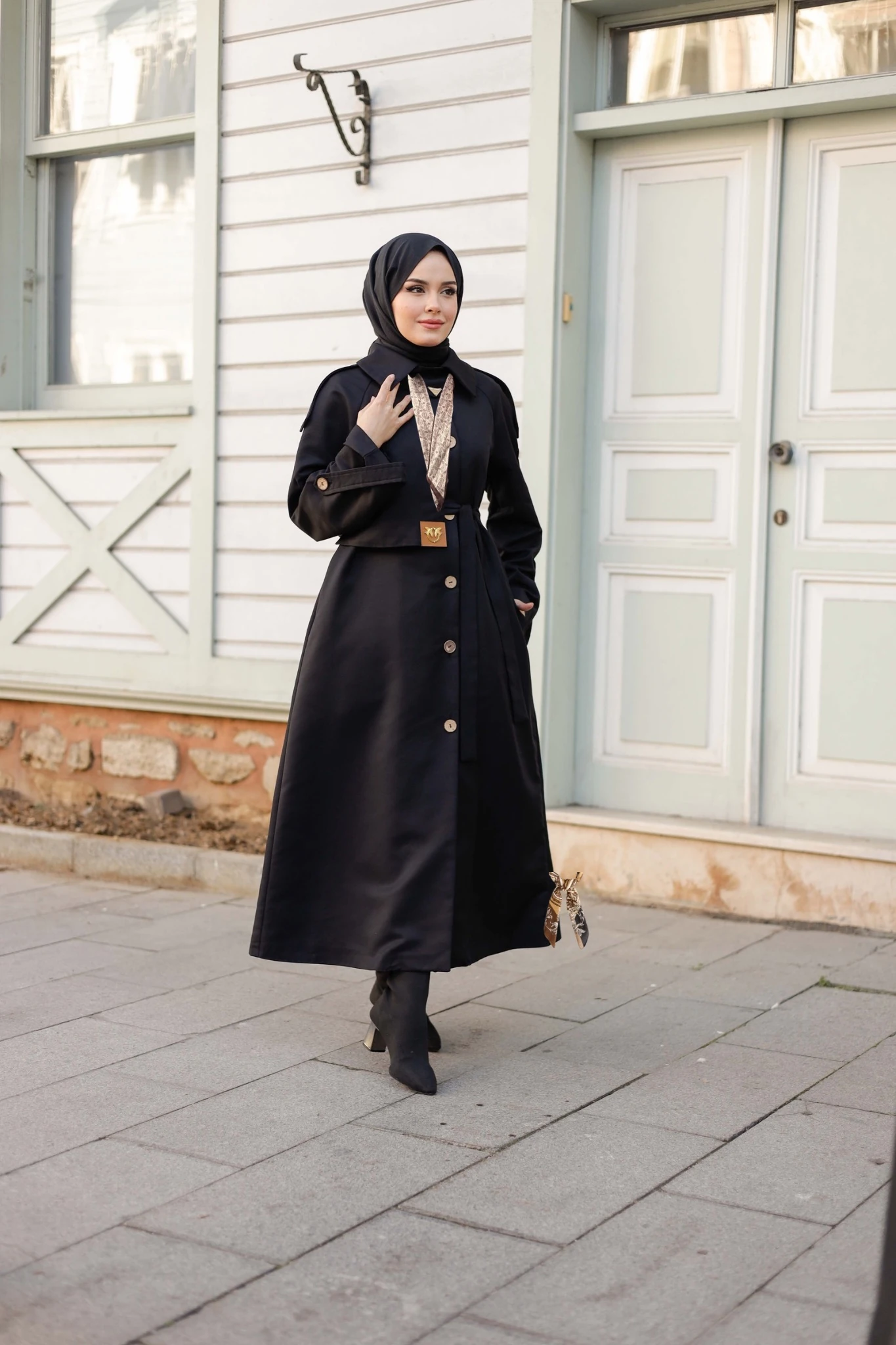 Tasarım Trenç Siyah