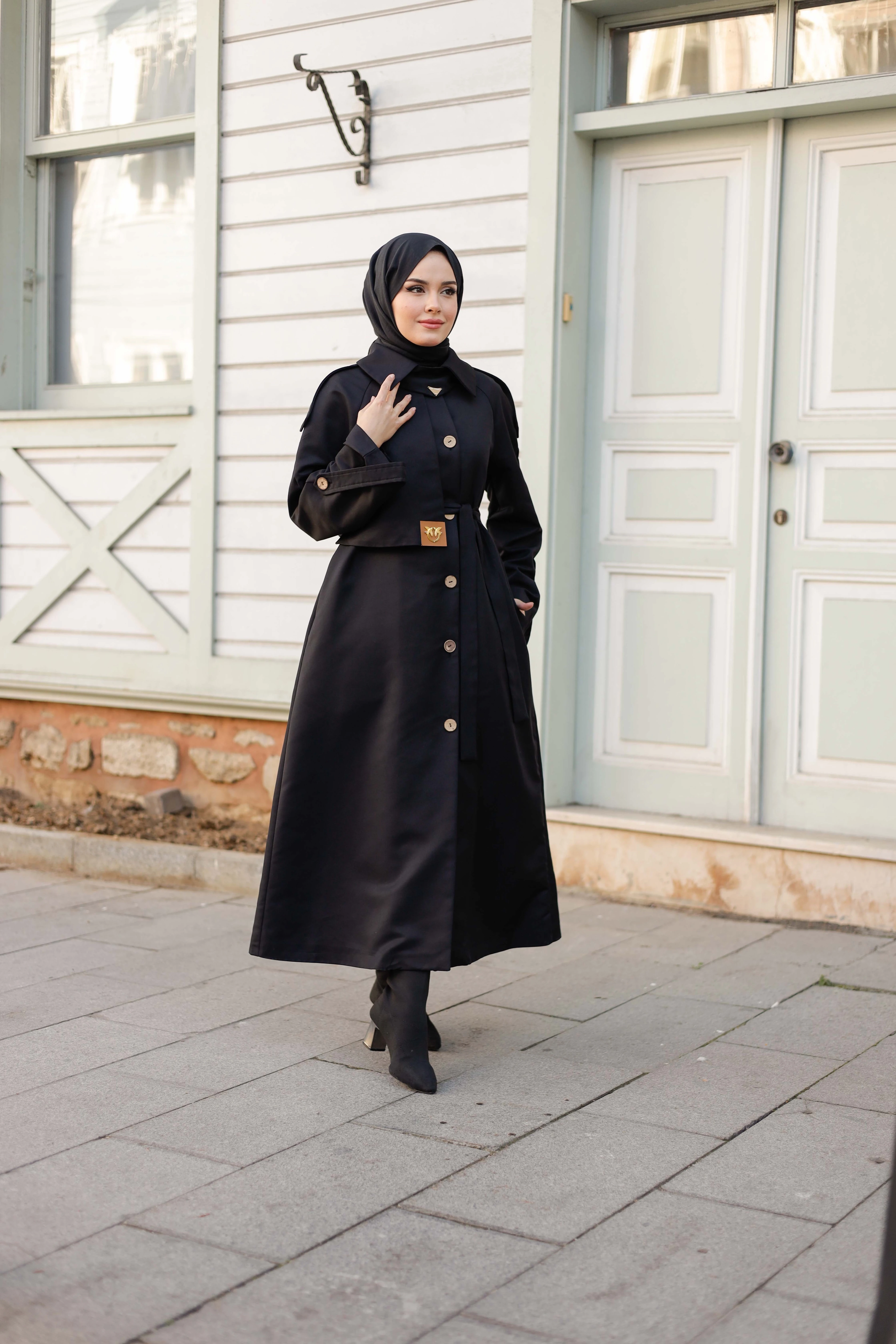 Tasarım Trenç Siyah