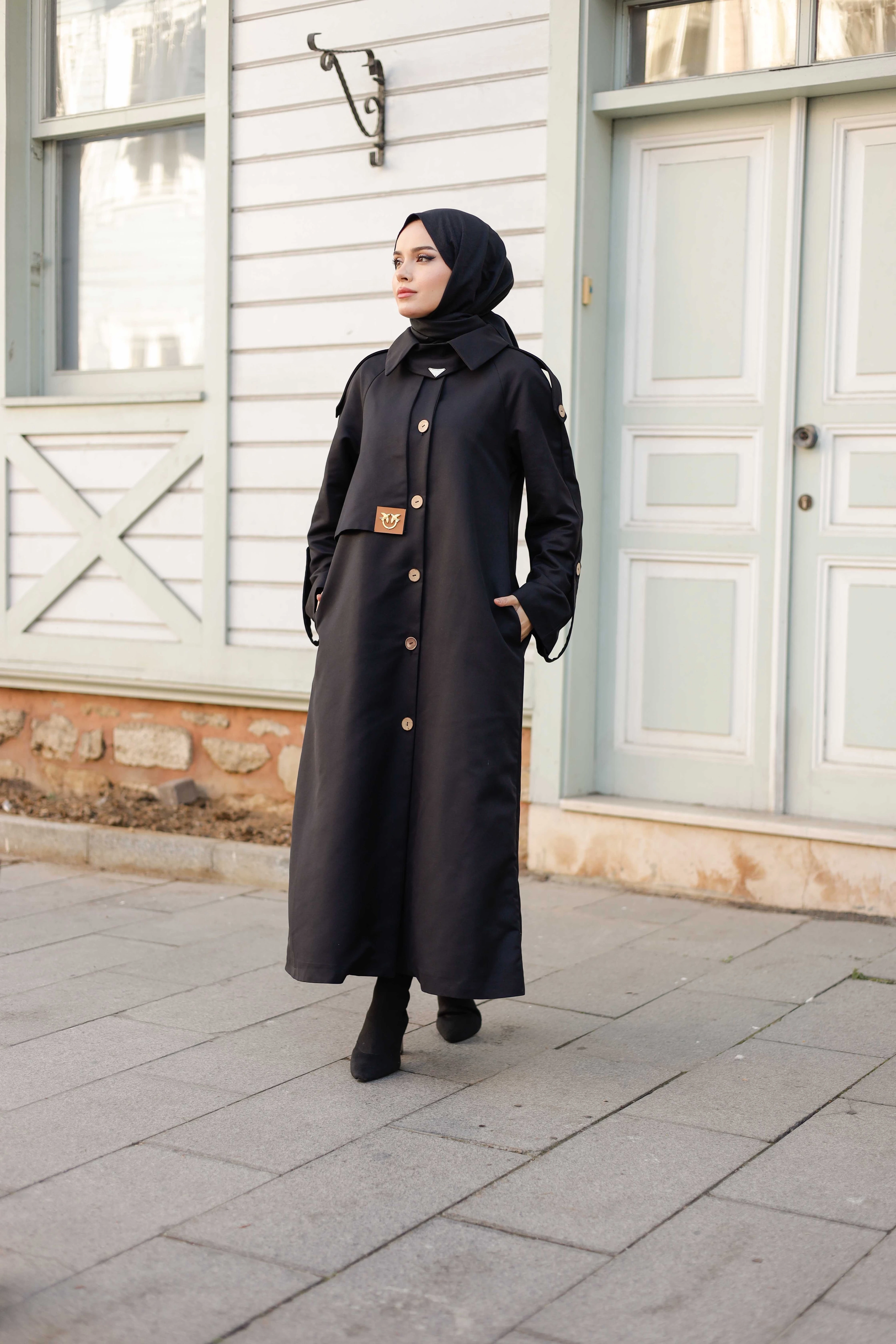 Tasarım Trenç Siyah