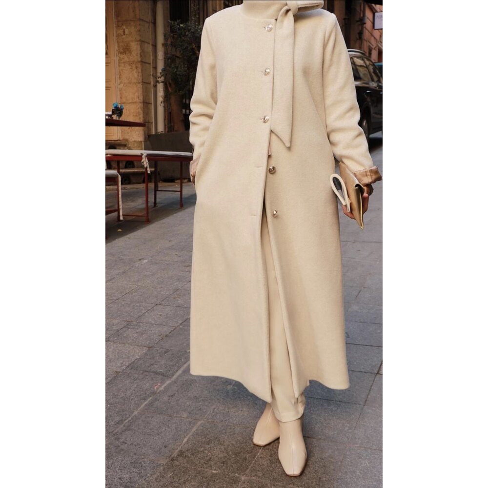 Krem Kaban Yaka Detaylı 