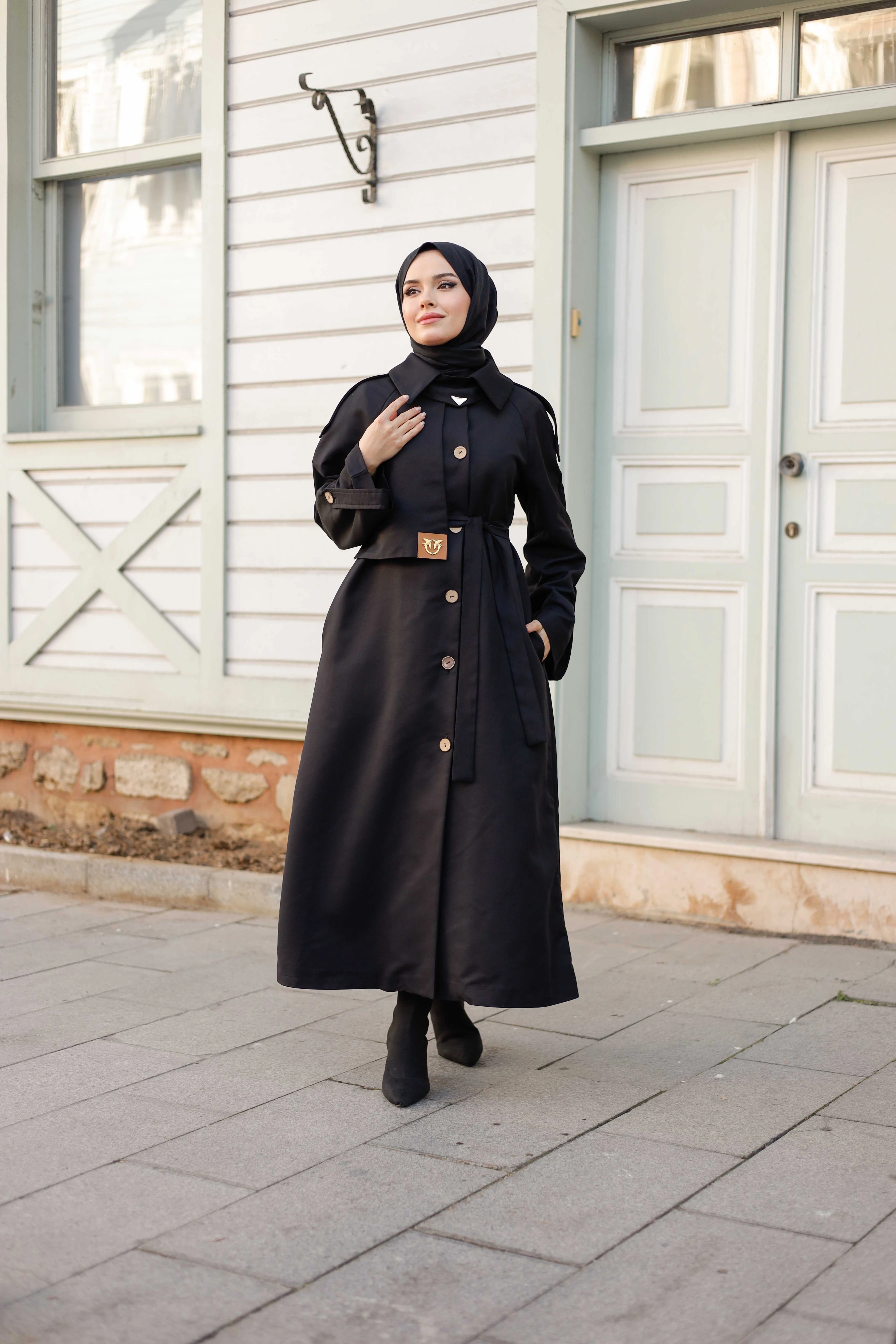 Tasarım Trenç Siyah