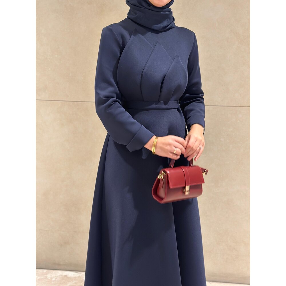 Lacivert Scuba Elbise