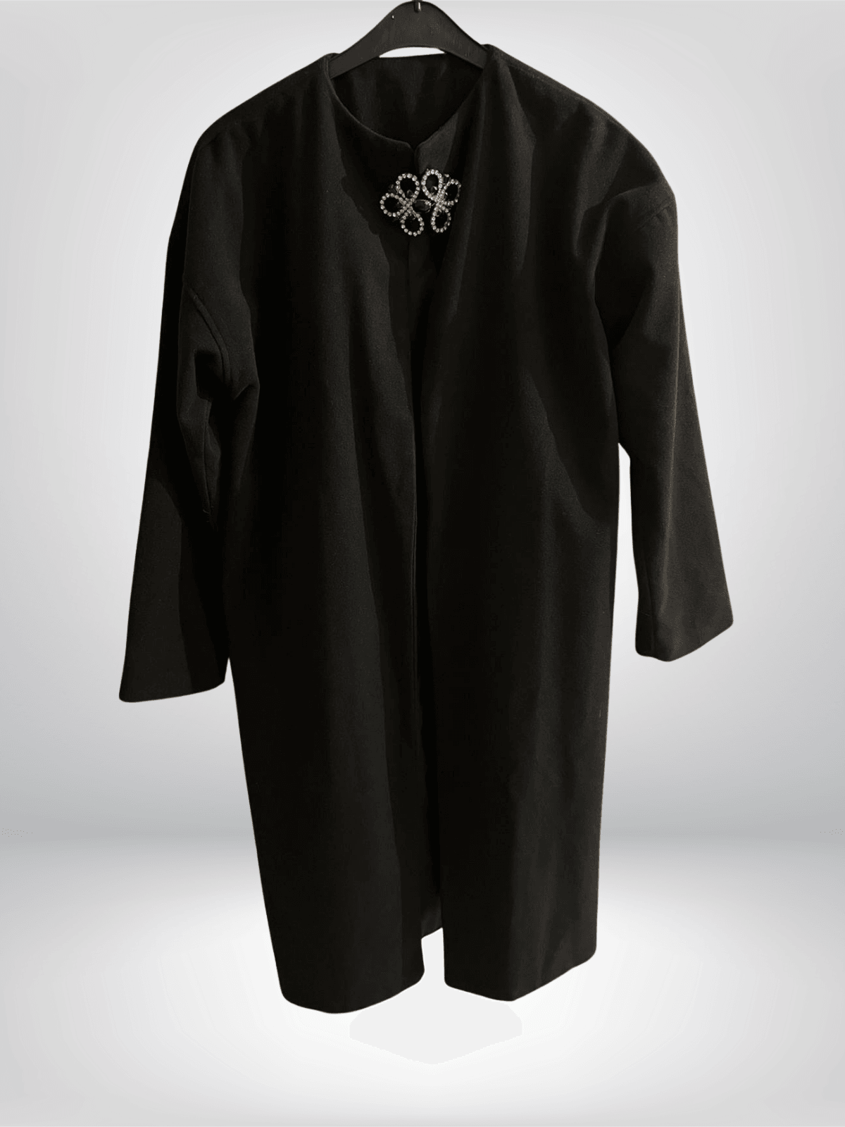 Siyah Uzun Kaşe Panço