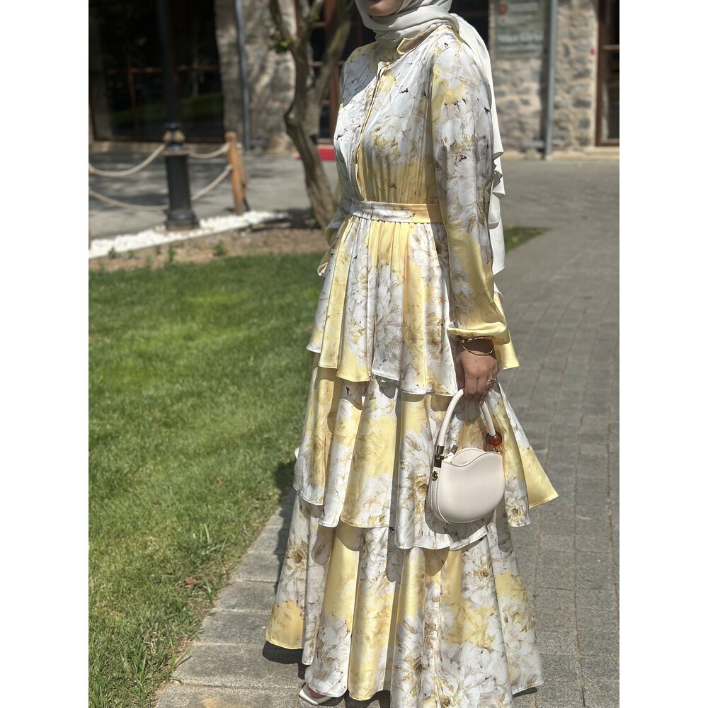 Sarı İpek Saten Elbise