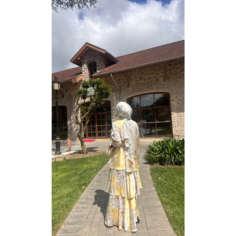 Sarı İpek Saten Elbise