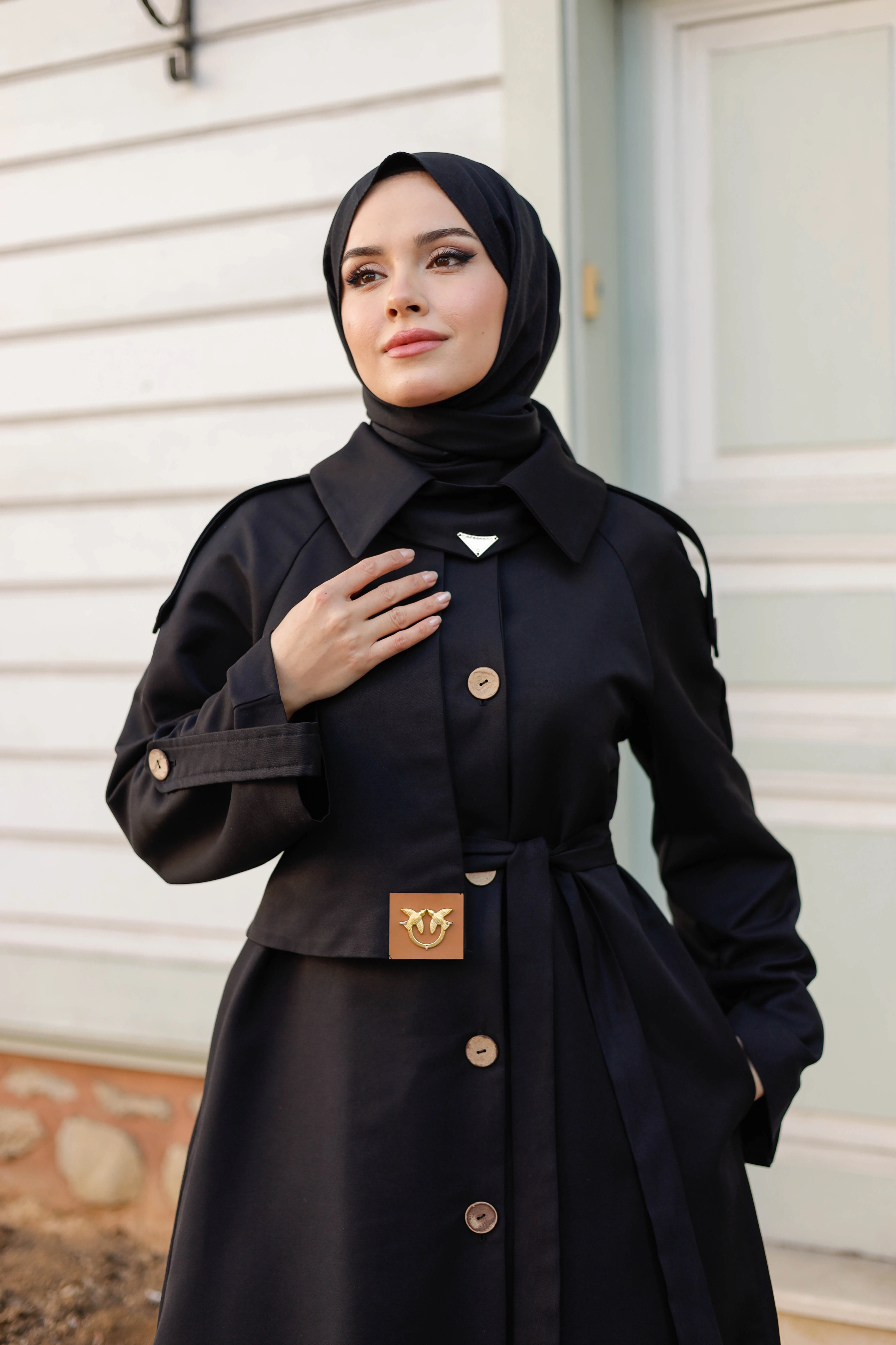 Tasarım Trenç Siyah