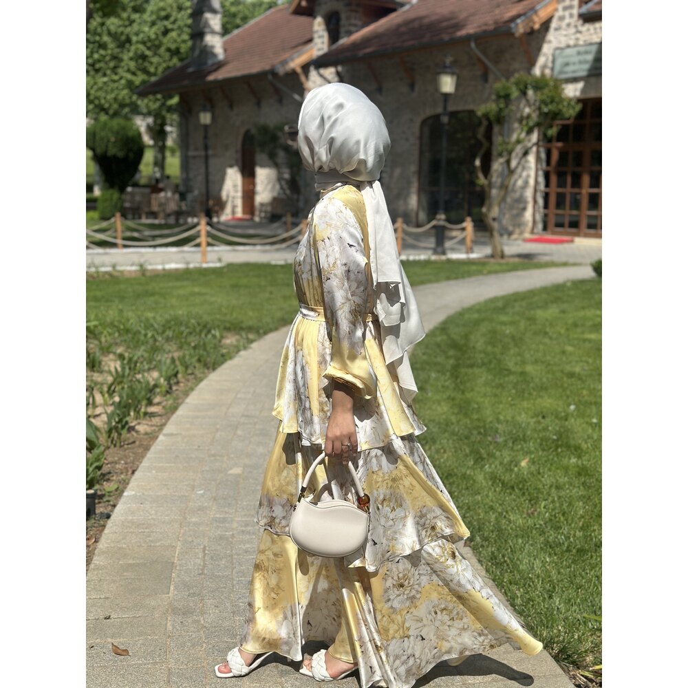 Sarı İpek Saten Elbise