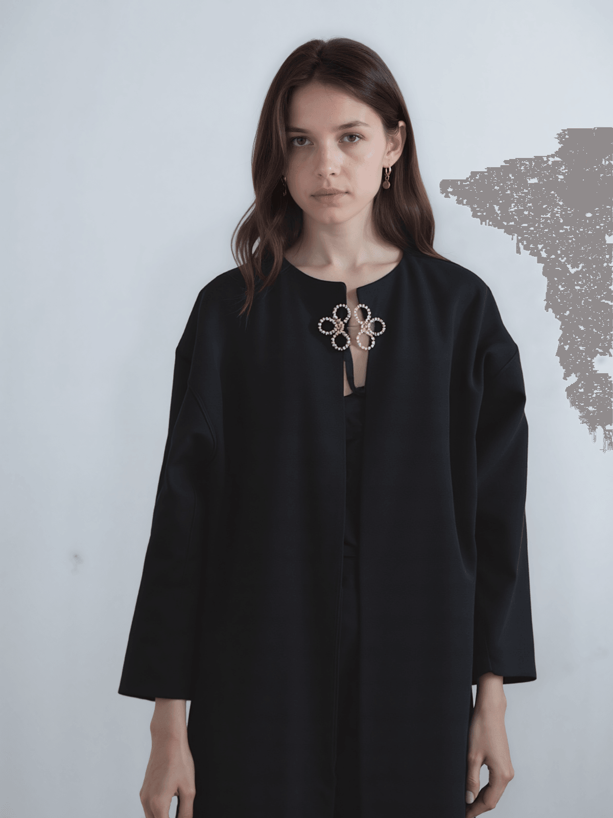 Siyah Uzun Kaşe Panço