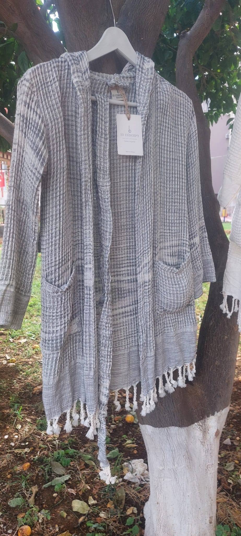 Waffle Çocuk Bornozu - Gri