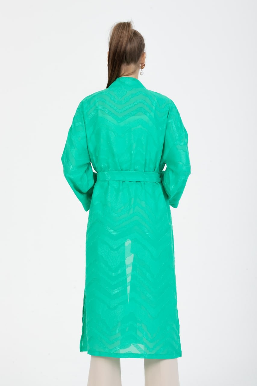 Transparan Beli Kemerli Kimono