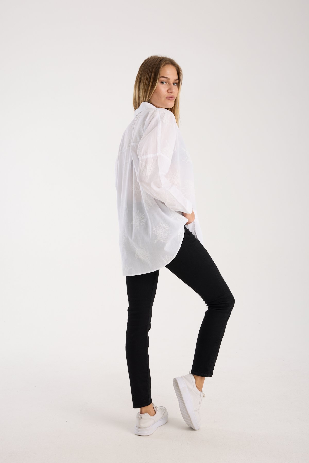 Desenli Baskılı Vual Salaş Oversize Gömlek
