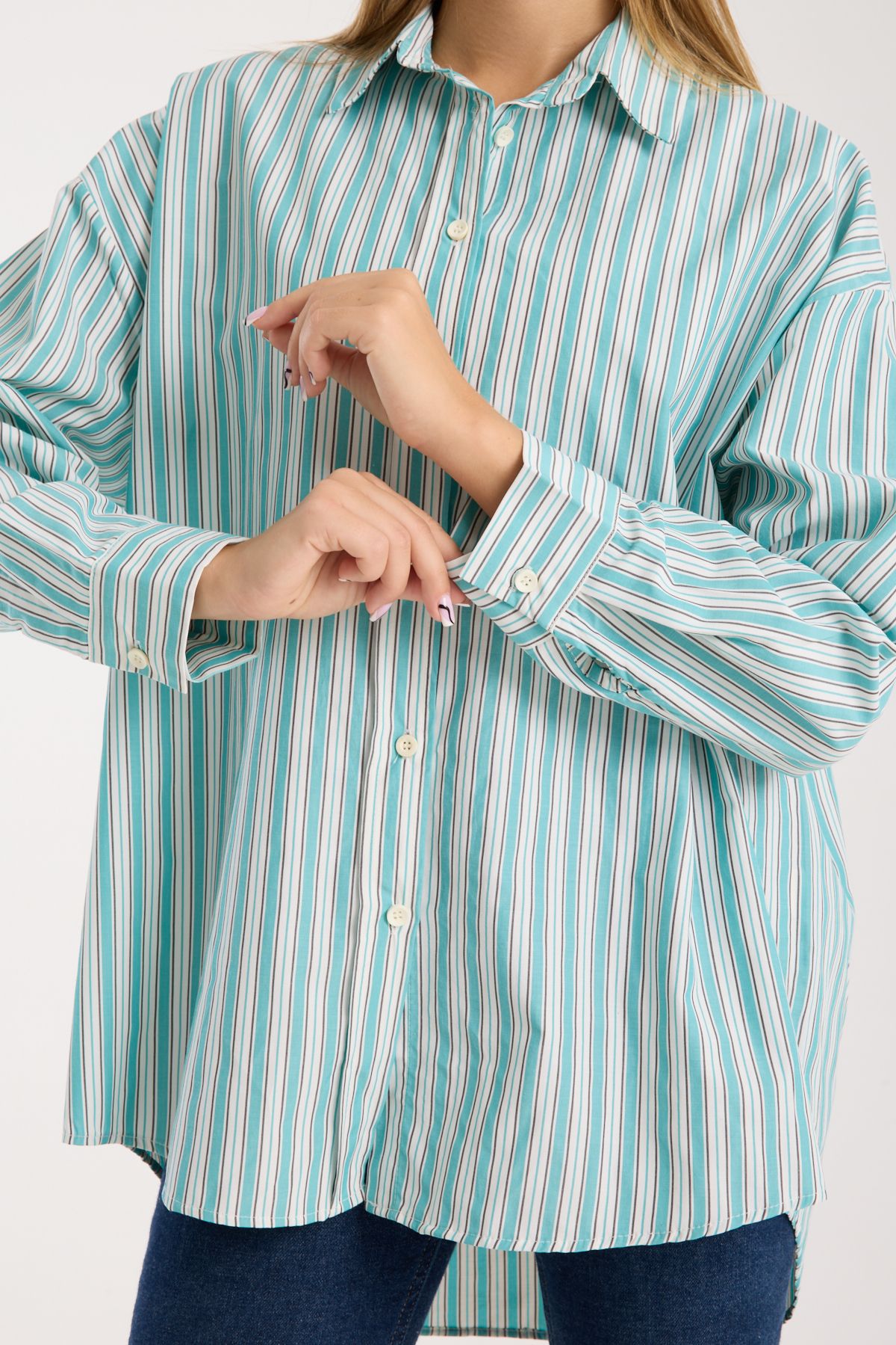 Çizgili Salaş Oversize Gömlek