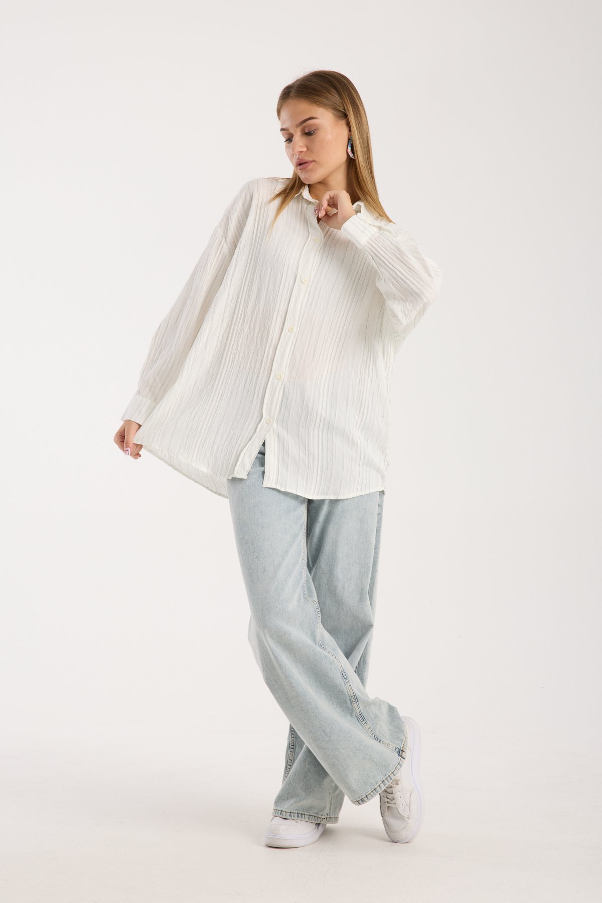 Çizgili Salaş Oversize Gömlek