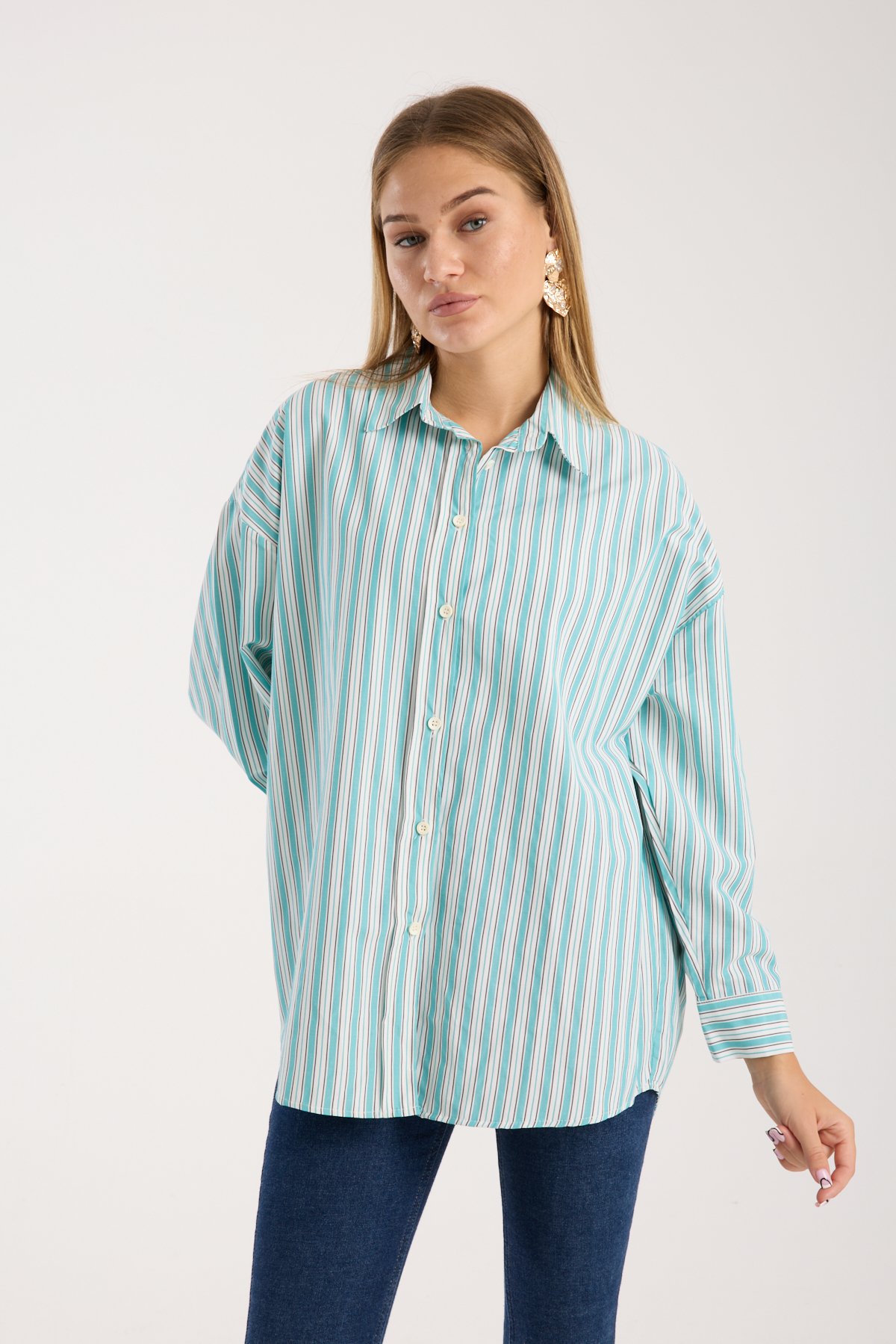 Çizgili Salaş Oversize Gömlek