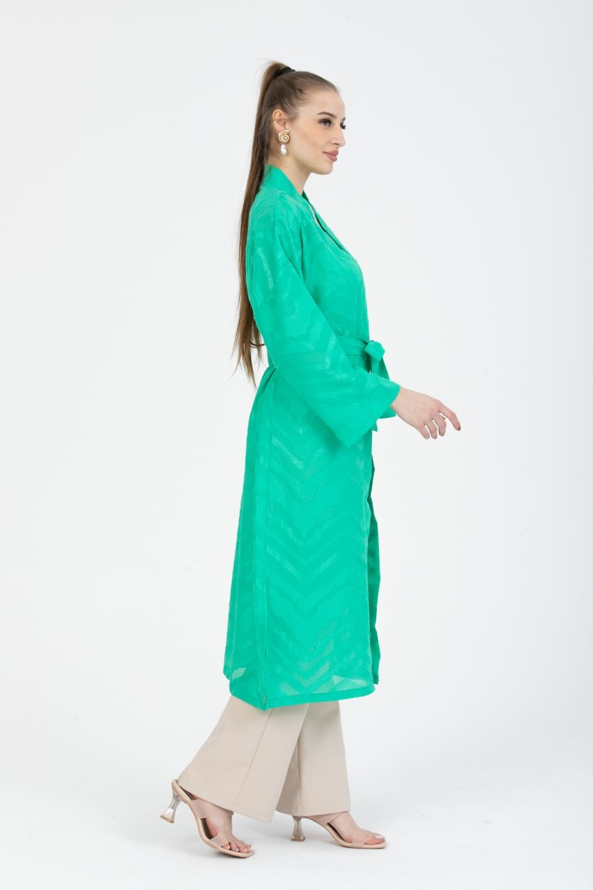 Transparan Beli Kemerli Kimono