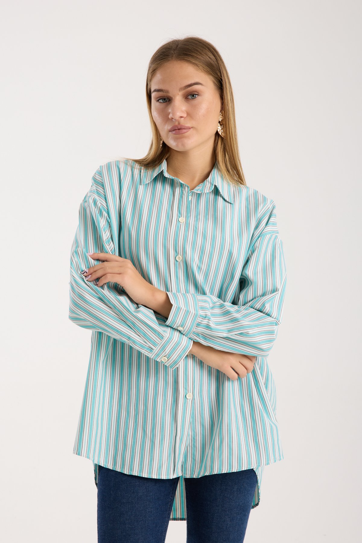 Çizgili Salaş Oversize Gömlek