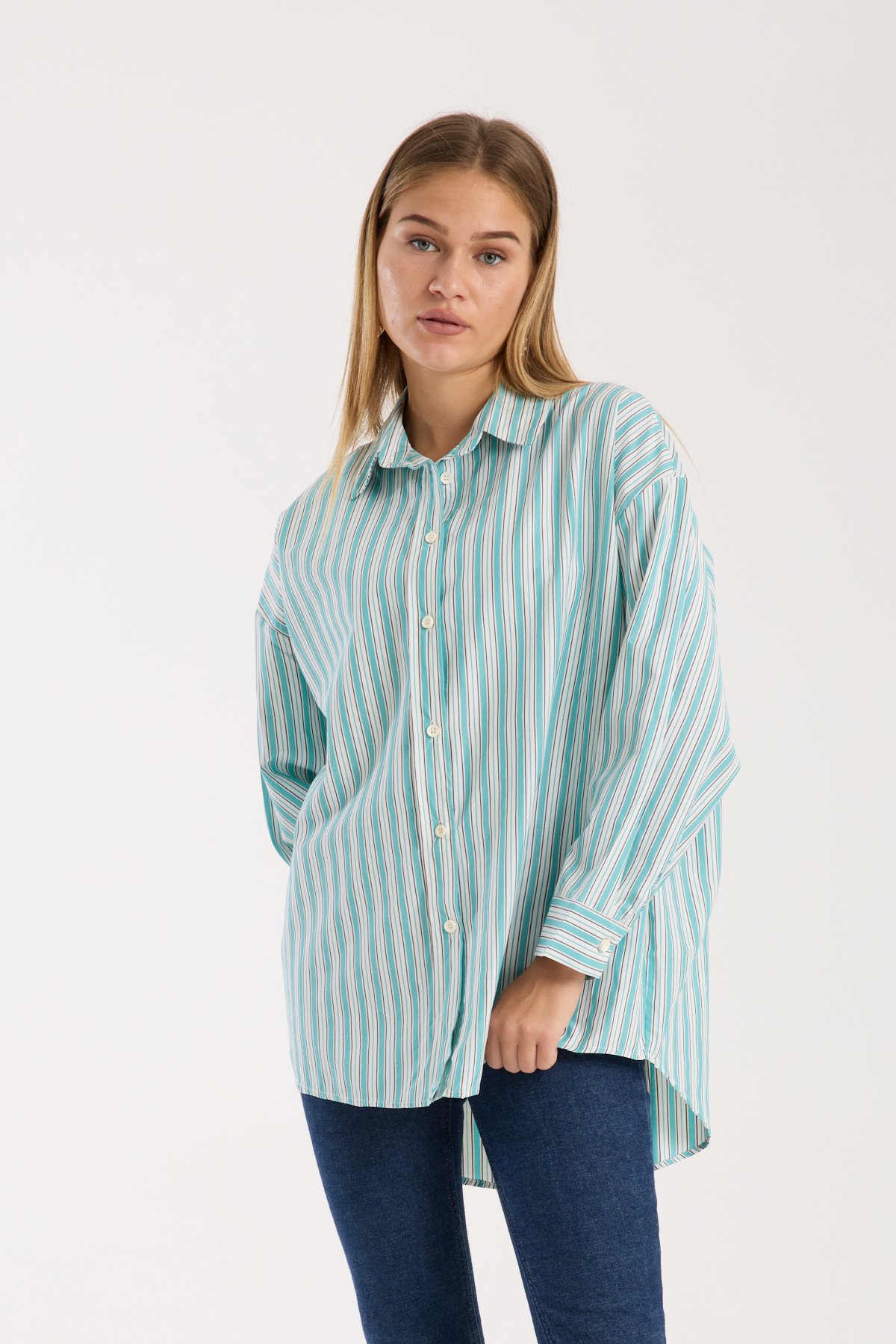 Çizgili Salaş Oversize Gömlek