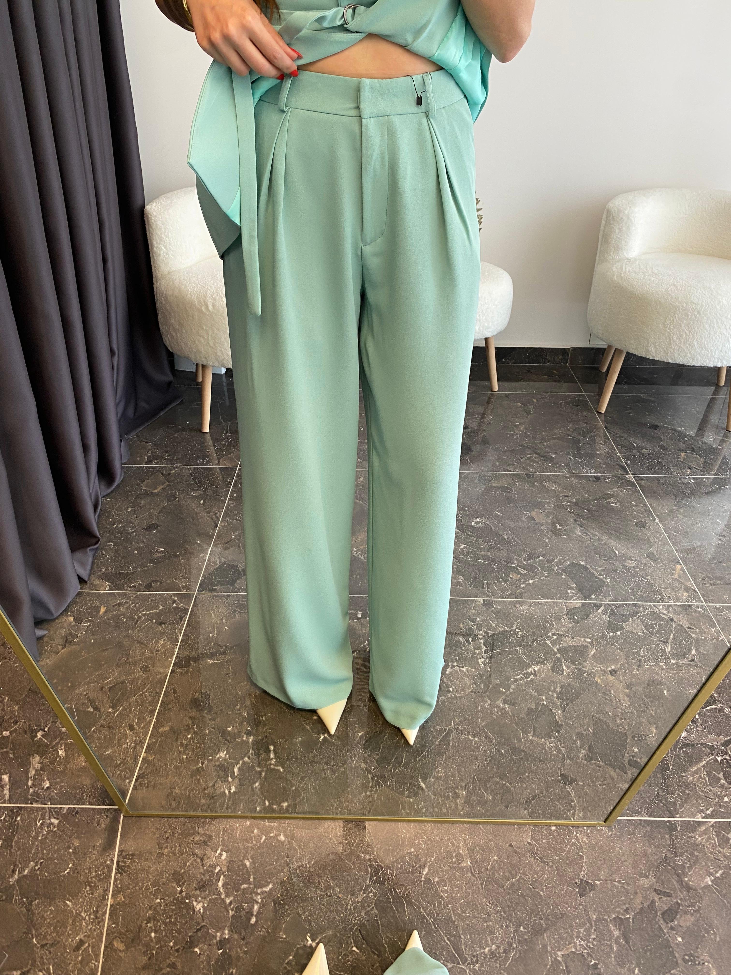 Premium Kalite Mint Yelek Pantolon Takımı
