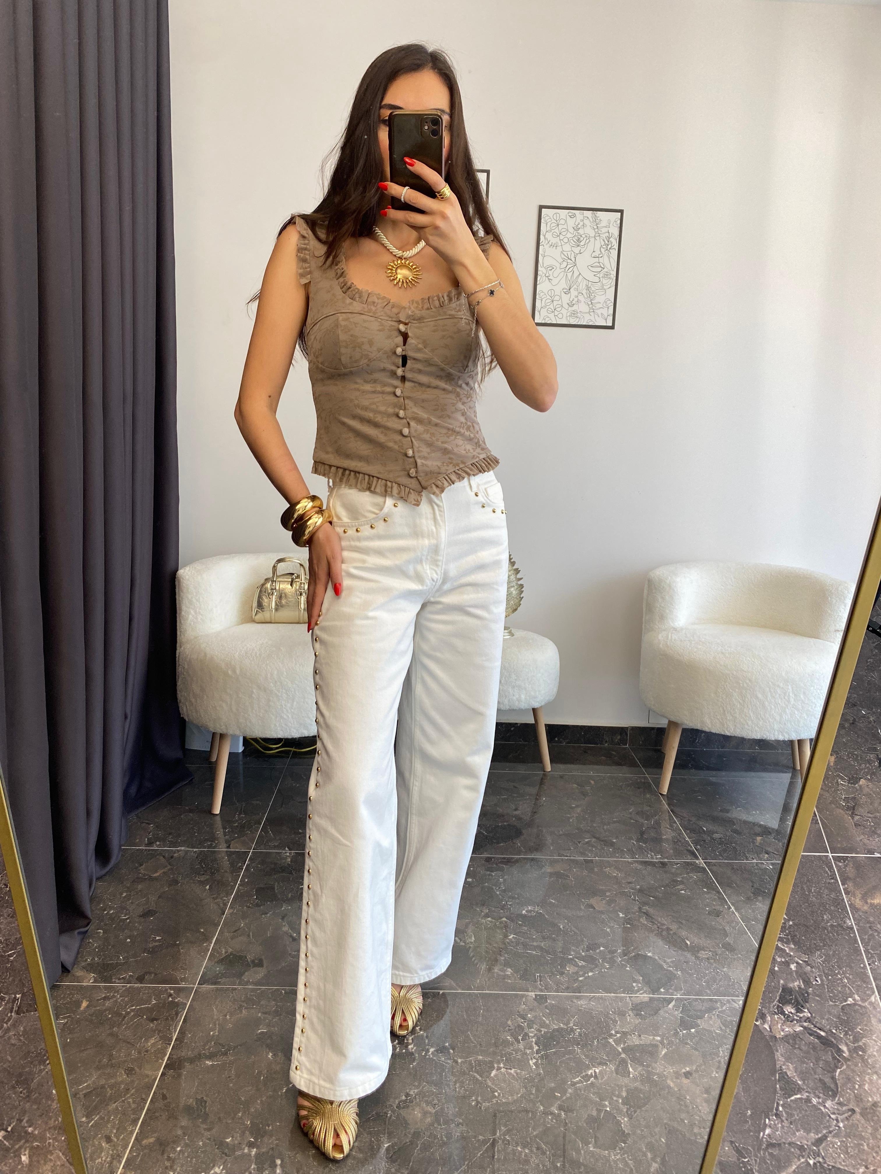 Zımba Detaylı Jean Pantolon