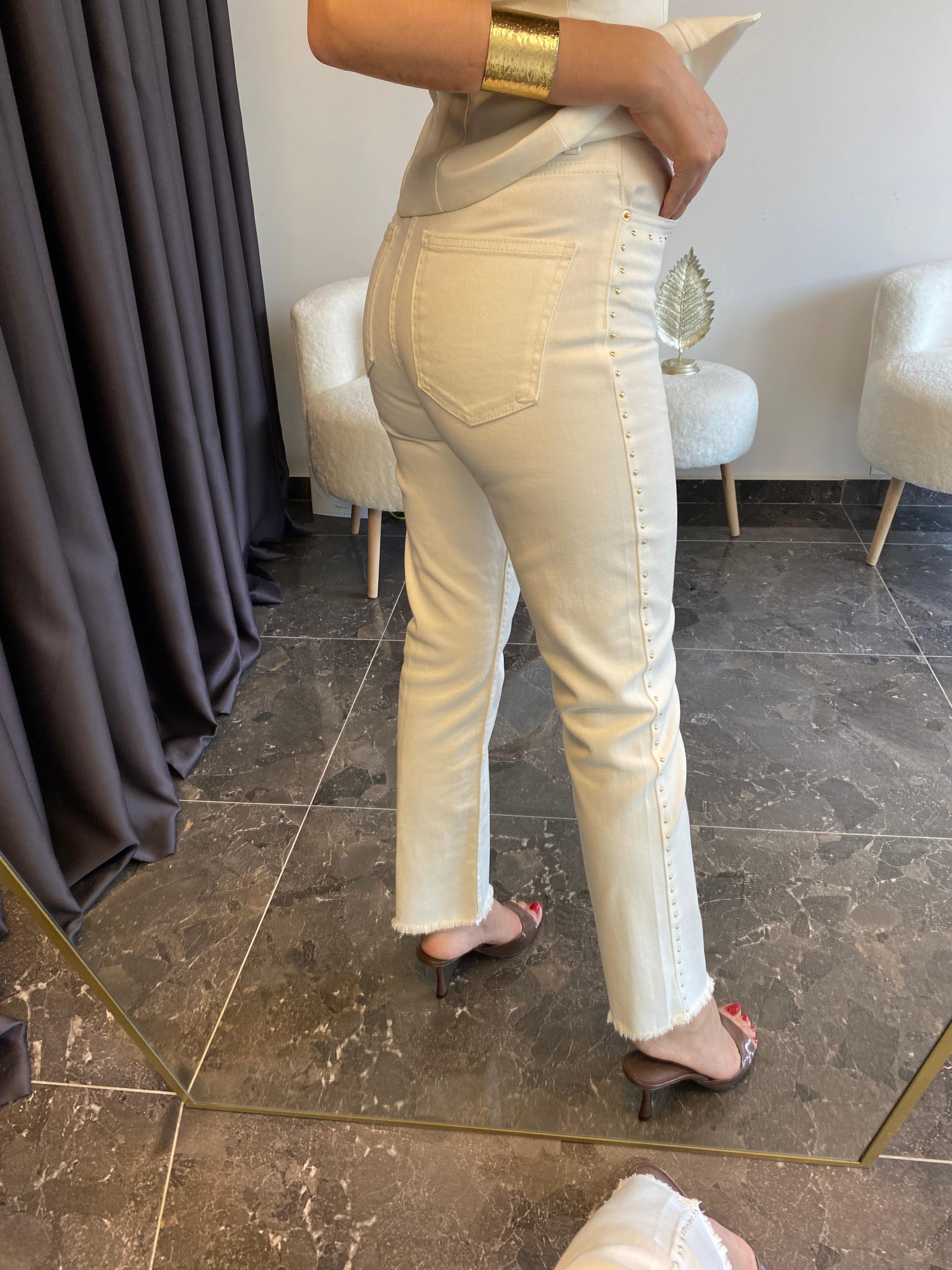 Zımba Detaylı Straight Jean Pantolon