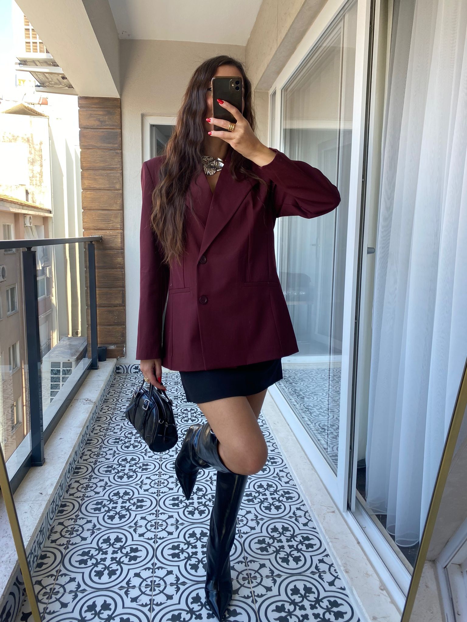 Bordo Blazer Ceket