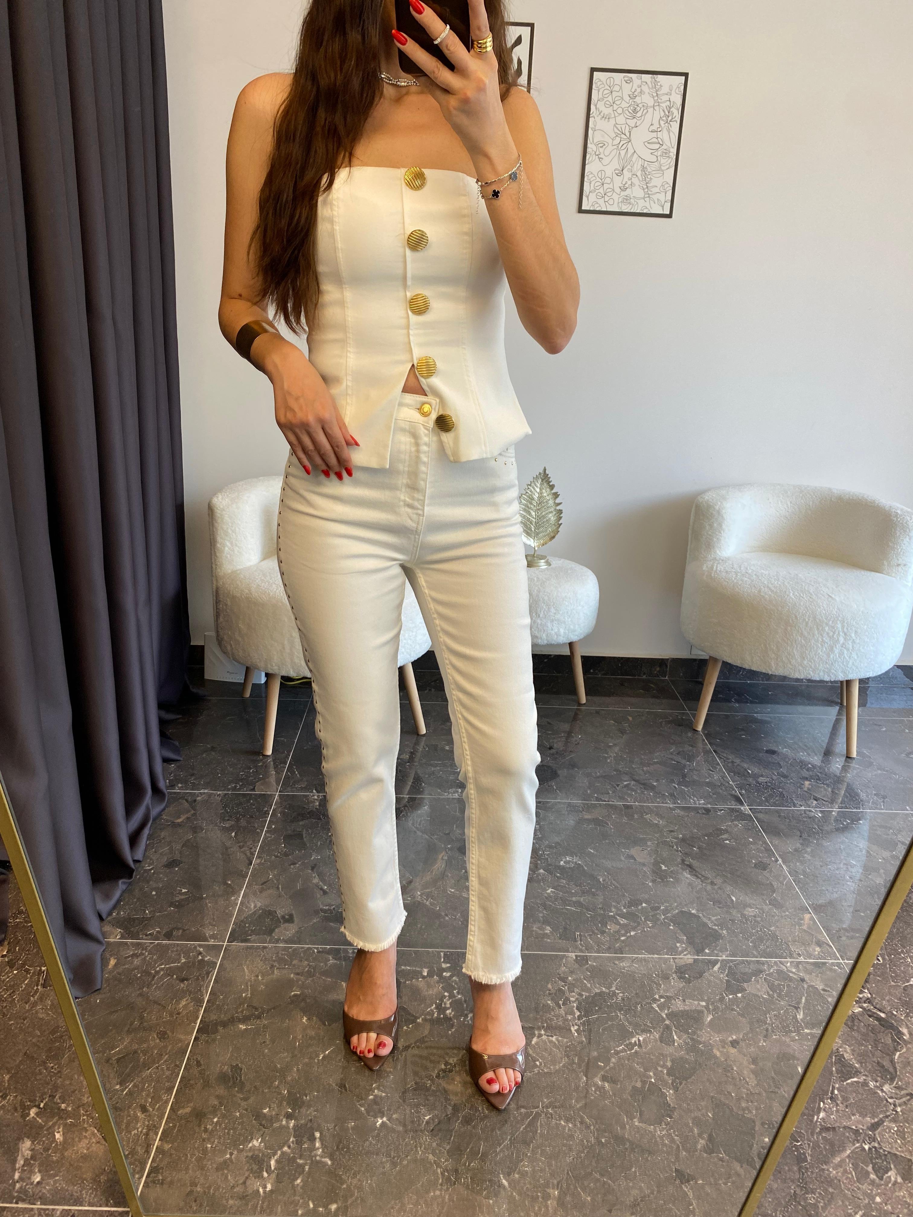 Zımba Detaylı Straight Jean Pantolon