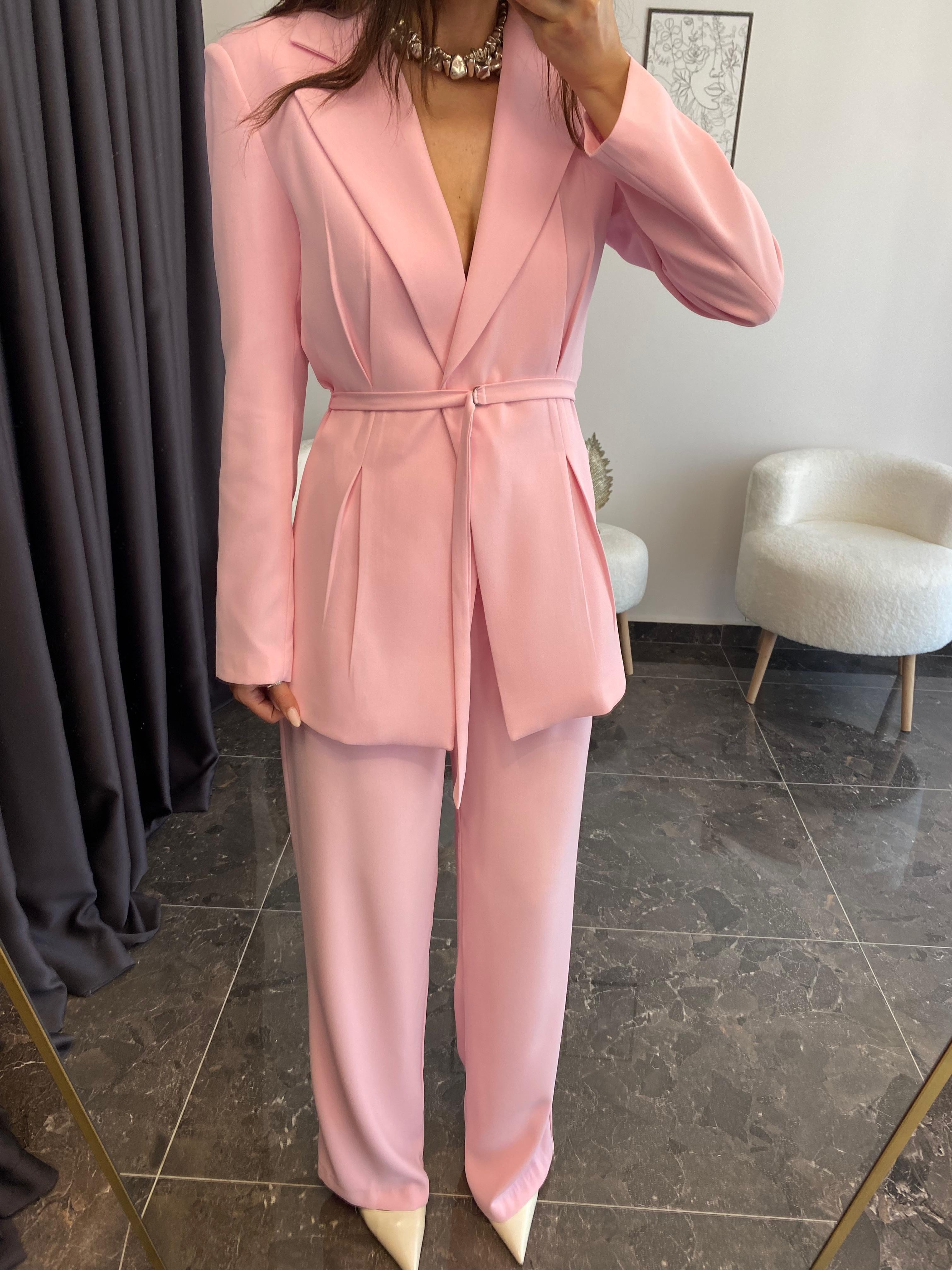 Premium Kalite Pembe Ceket Pantolon Takımı