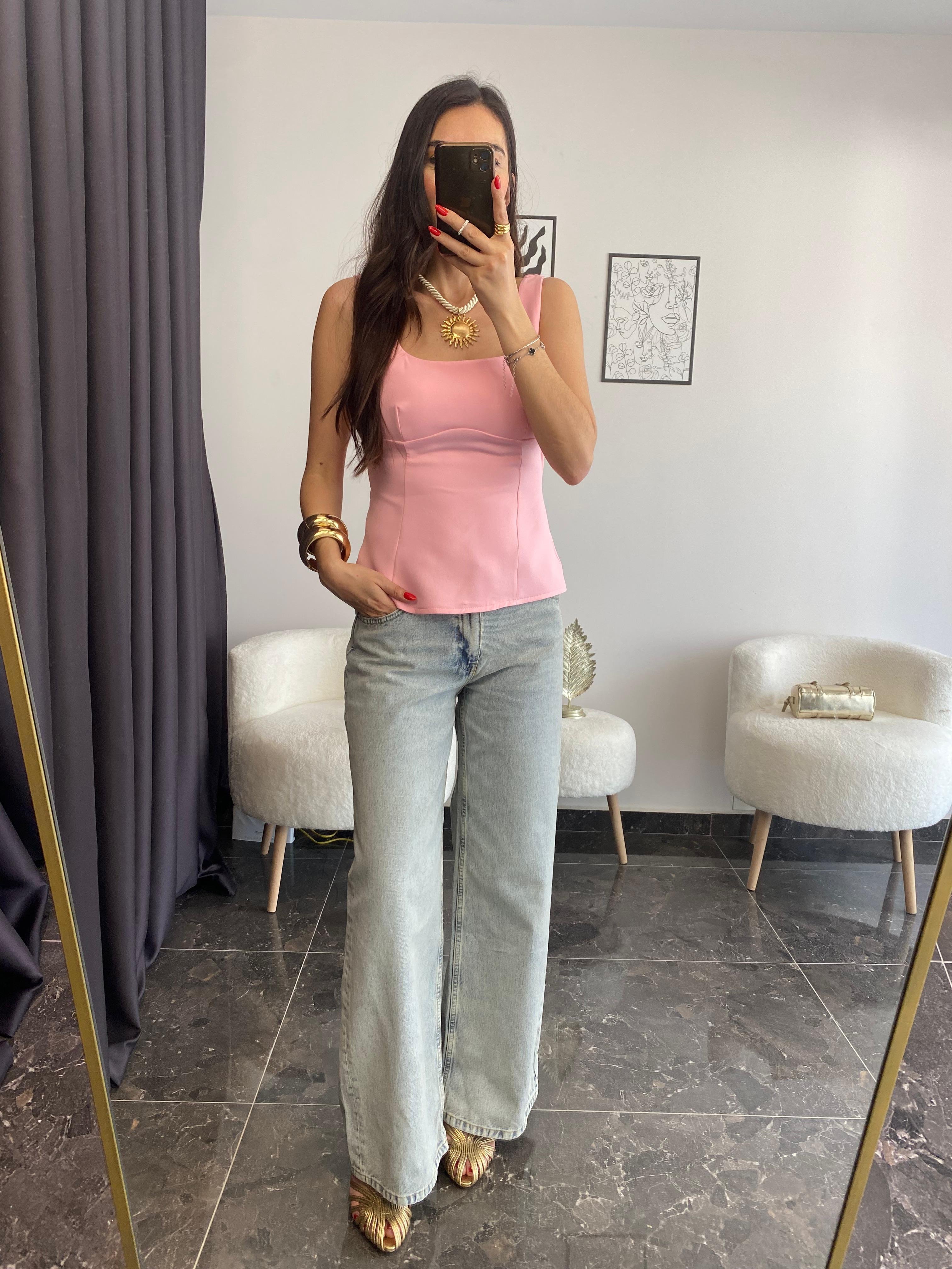 Fiyonk Detaylı Pembe Bluz