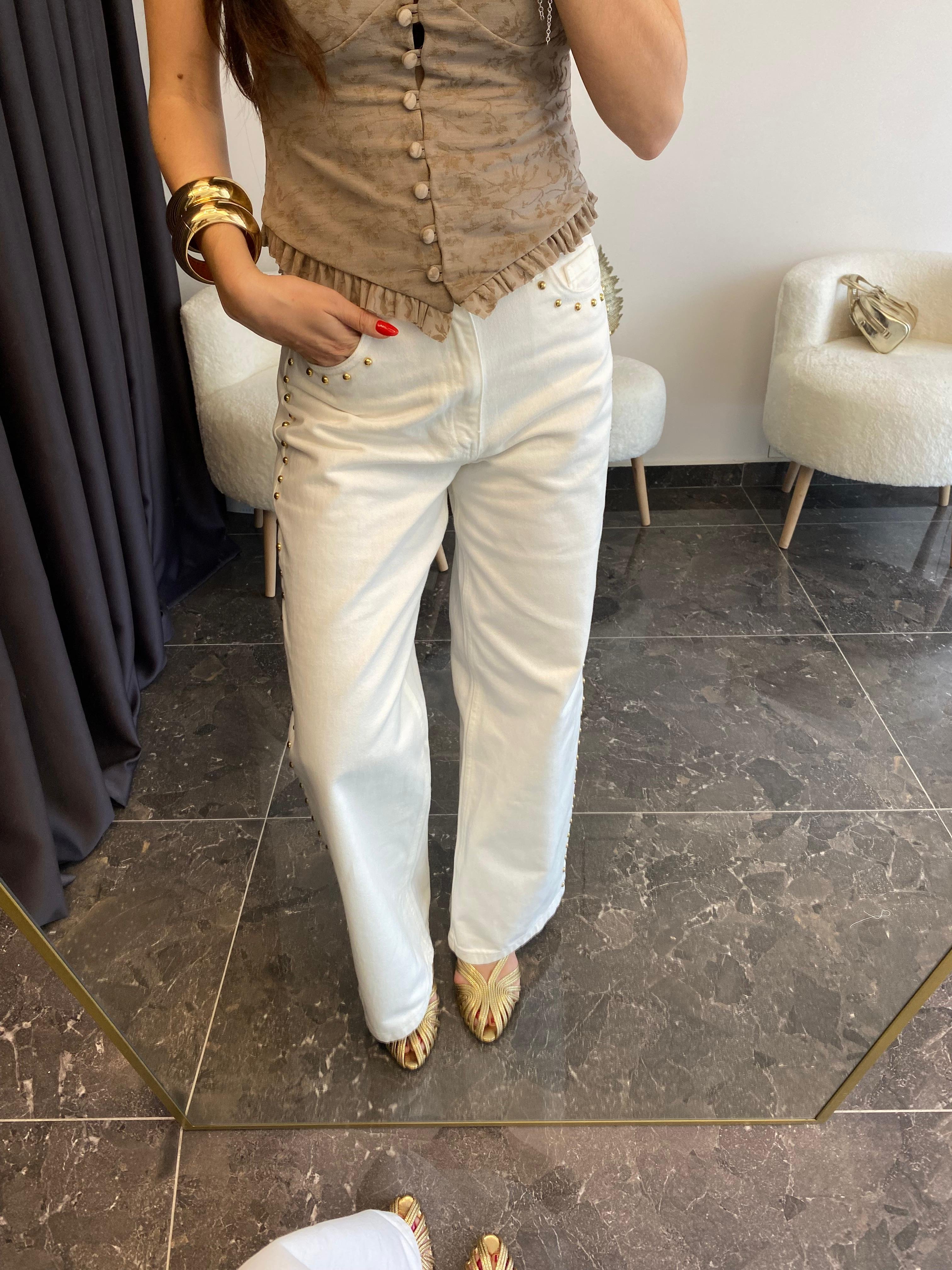 Zımba Detaylı Jean Pantolon