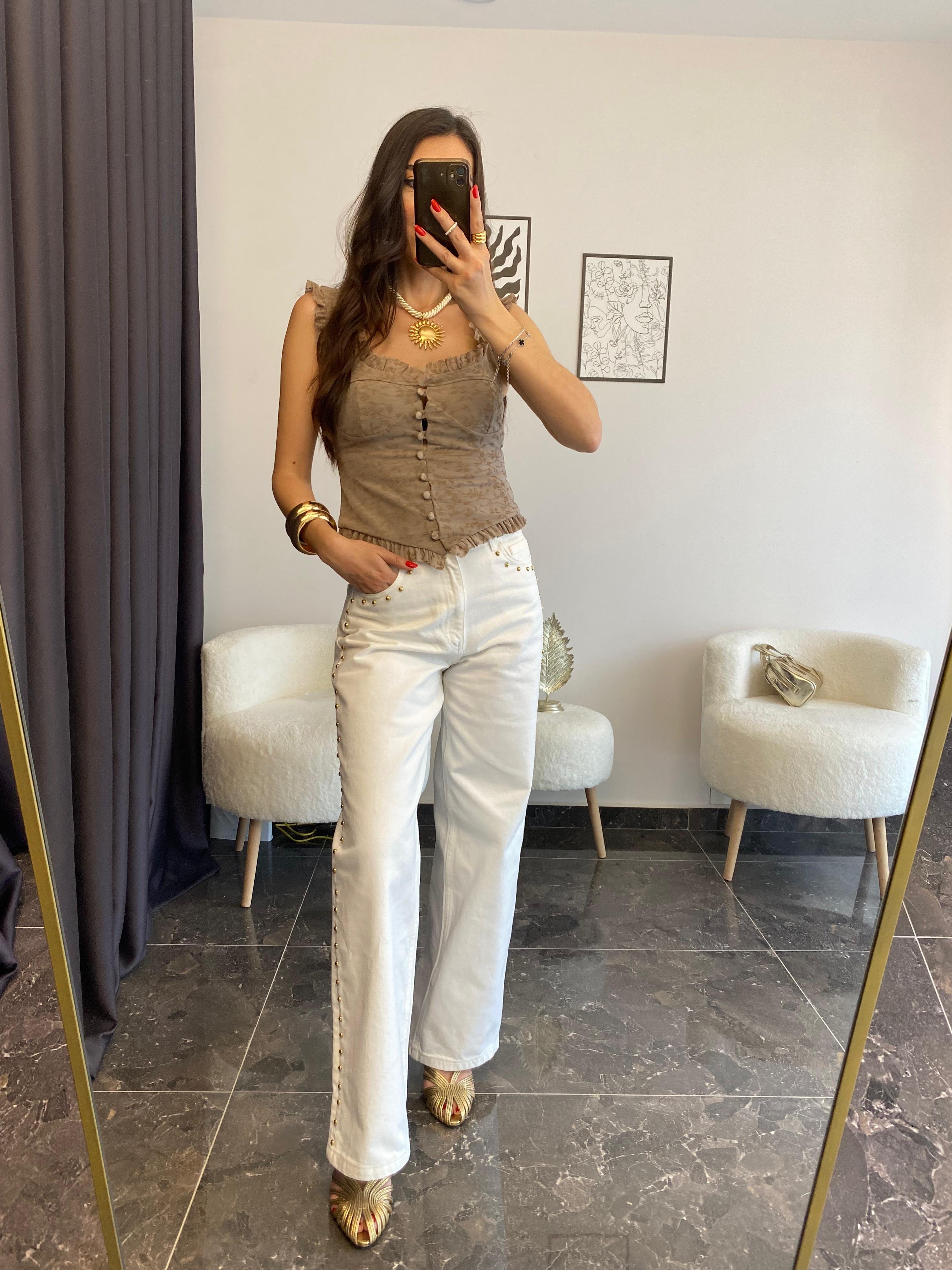 Zımba Detaylı Jean Pantolon